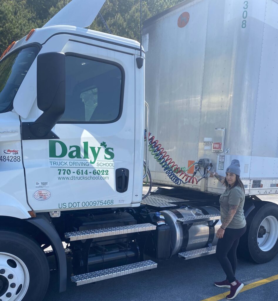 female student learning at Daly Truck Driving School